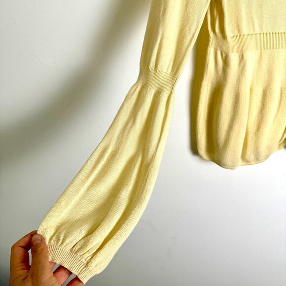 Anthropologie Guinevere Sweater Women Butter Yellow Small Cotton Viscose Classic - Picture 10 of 12